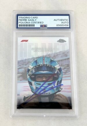 Pierre Gasly Signed Card 2024 Topps Chrome #HC99 Helmet F1 PSA/DNA