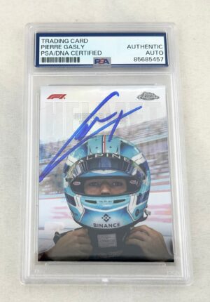 Pierre Gasly Signed Card 2024 Topps Chrome #HC99 Helmet F1 PSA/DNA 1
