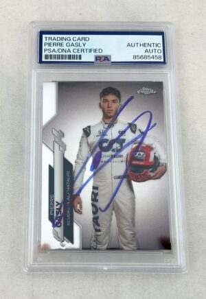 Pierre Gasly Signed Rookie Card 2020 Topps Chrome #11 F1 PSA/DNA