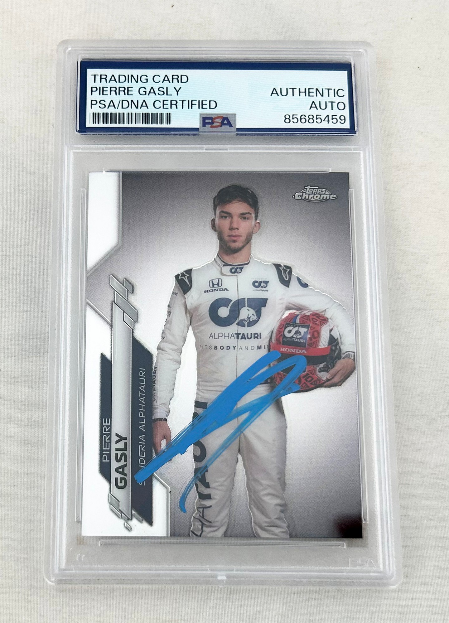 Pierre Gasly Signed Rookie Card 2020 Topps Chrome #11 F1 PSA/DNA 1