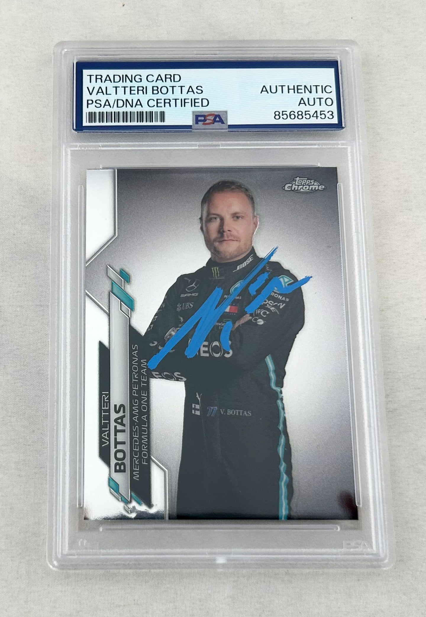 Valtteri Bottas Signed Rookie Card 2020 Topps Chrome #2 F1 PSA/DNA