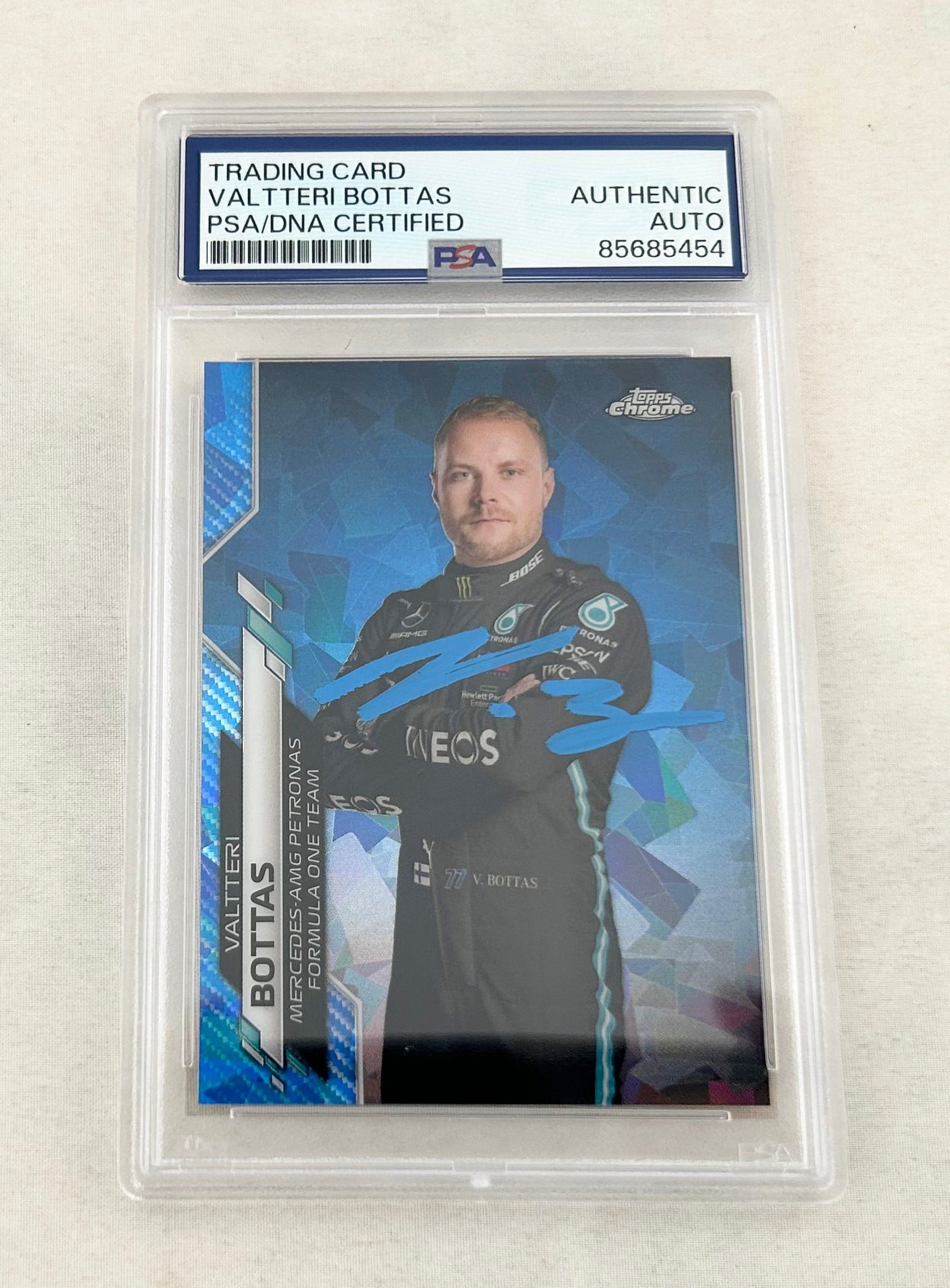Valtteri Bottas Signed Rookie Card 2020 Topps Chrome Sapphire#2 F1 PSA/DNA
