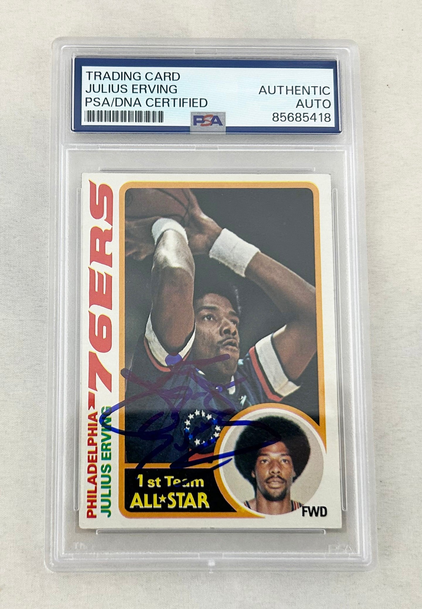 Julius Erving Signed Card Dr. J Topps 1969 #130 PSA/DNA