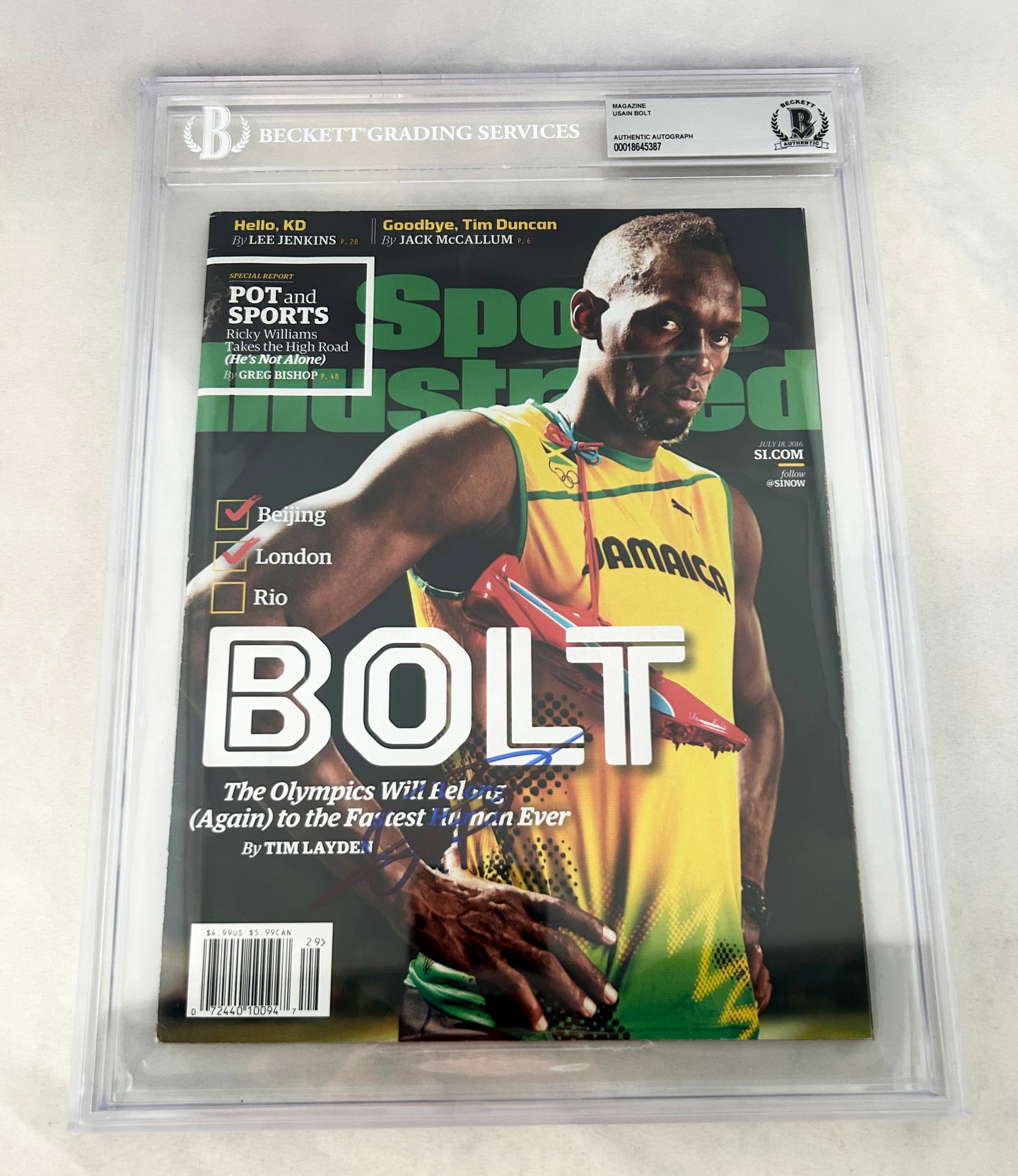 Usain Bolt Signed Sports Illustrated Magazine 2016 Rio Olympics Beckett BAS