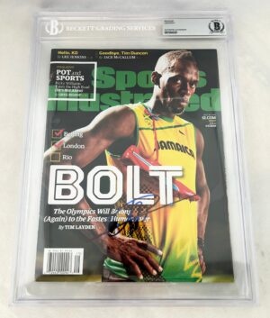 Usain Bolt Signed Sports Illustrated Magazine 2016 Rio Olympics Beckett BAS 4