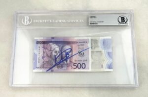Usain Bolt Signed Official Jamaican Currency $500 Olympic Champion Beckett BAS