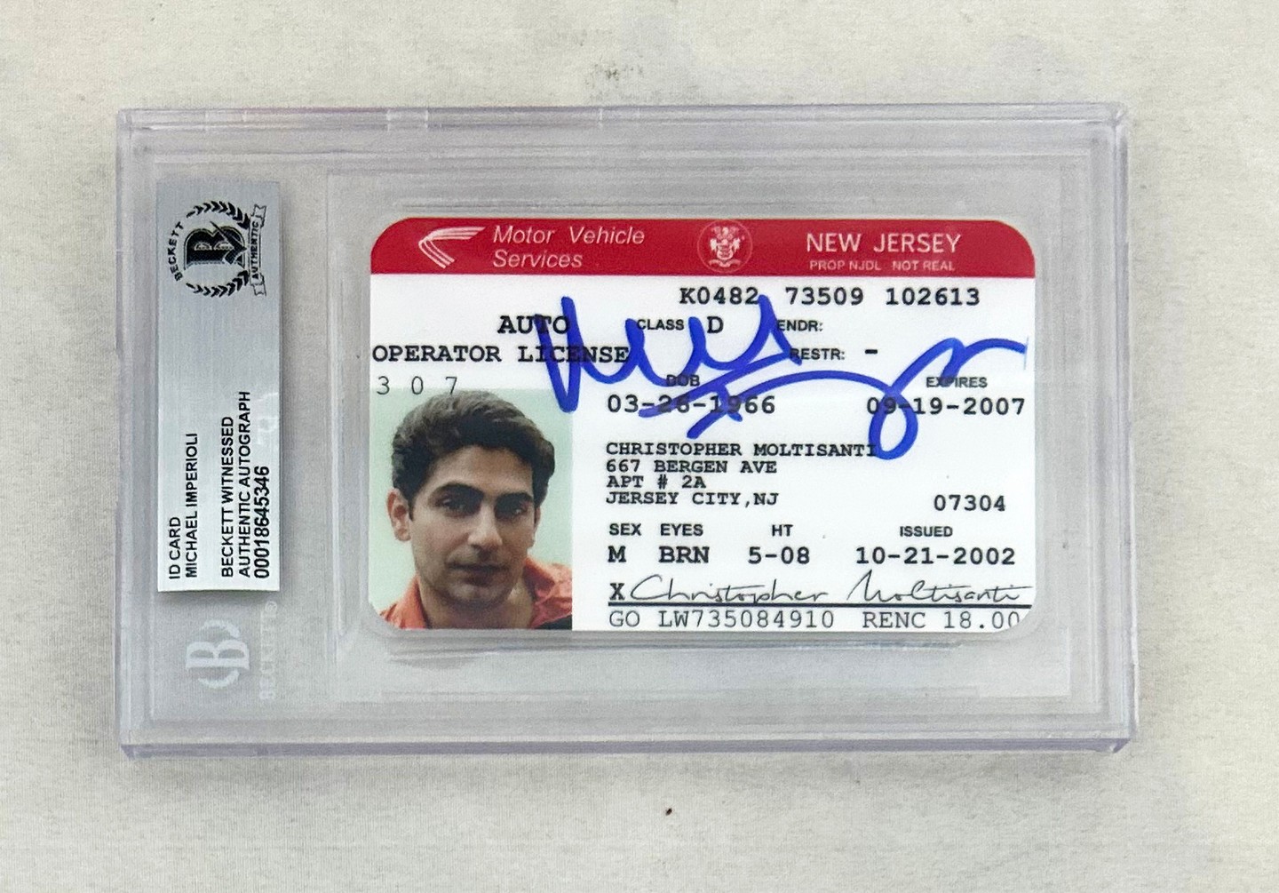 Michael Imperioli Signed Drivers License Beckett BAS