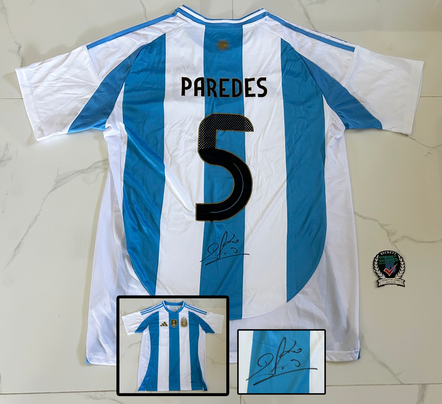 Leandro Paredes Signed Jersey Argentina Beckett BAS