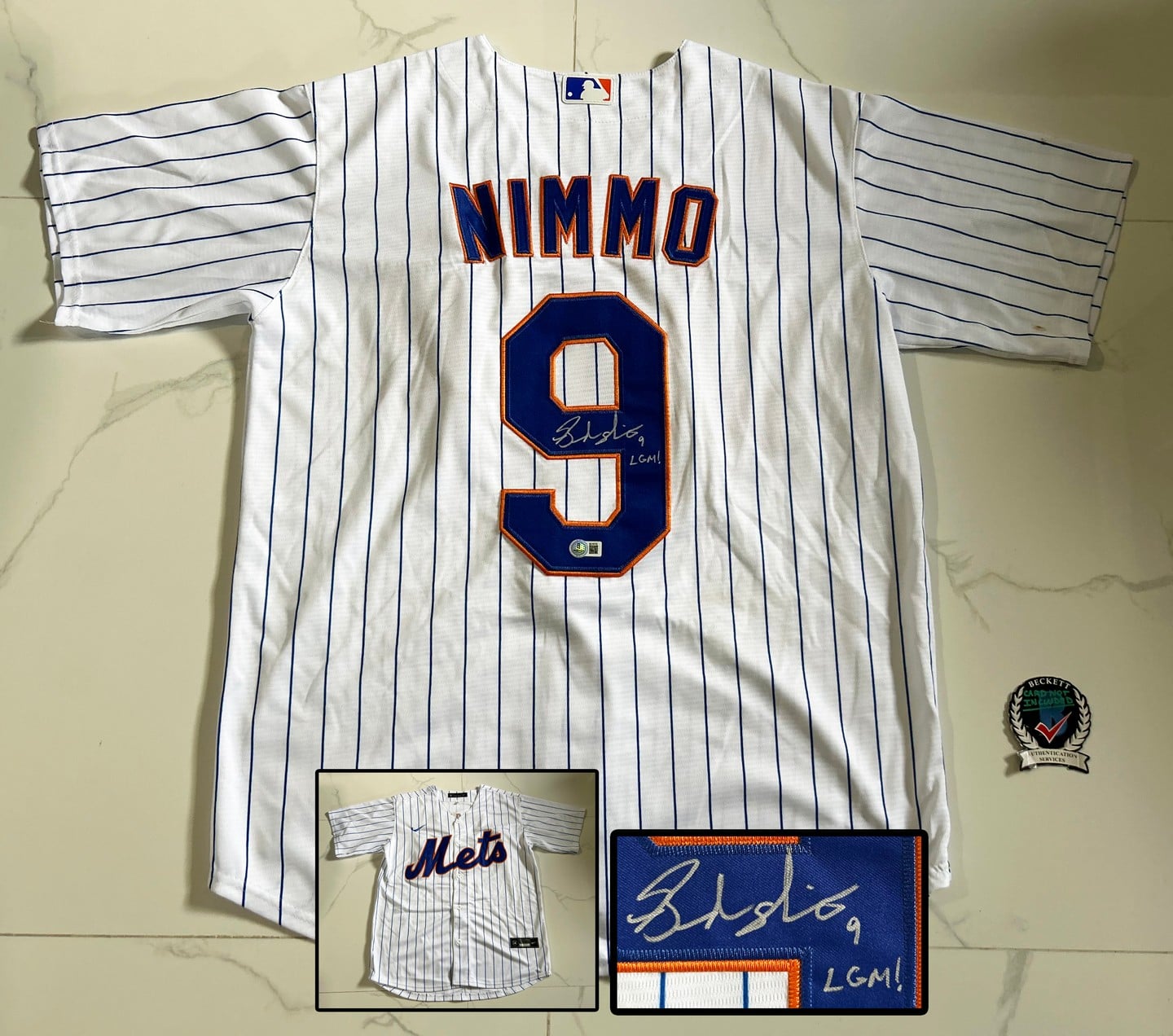 Brandon Nimmo Signed Jersey New York Mets Beckett BAS1