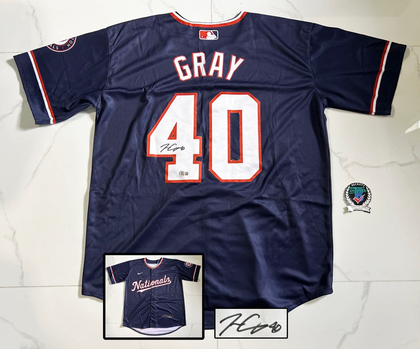 Josiah Gray Signed Jersey Washington Nationals Beckett BAS