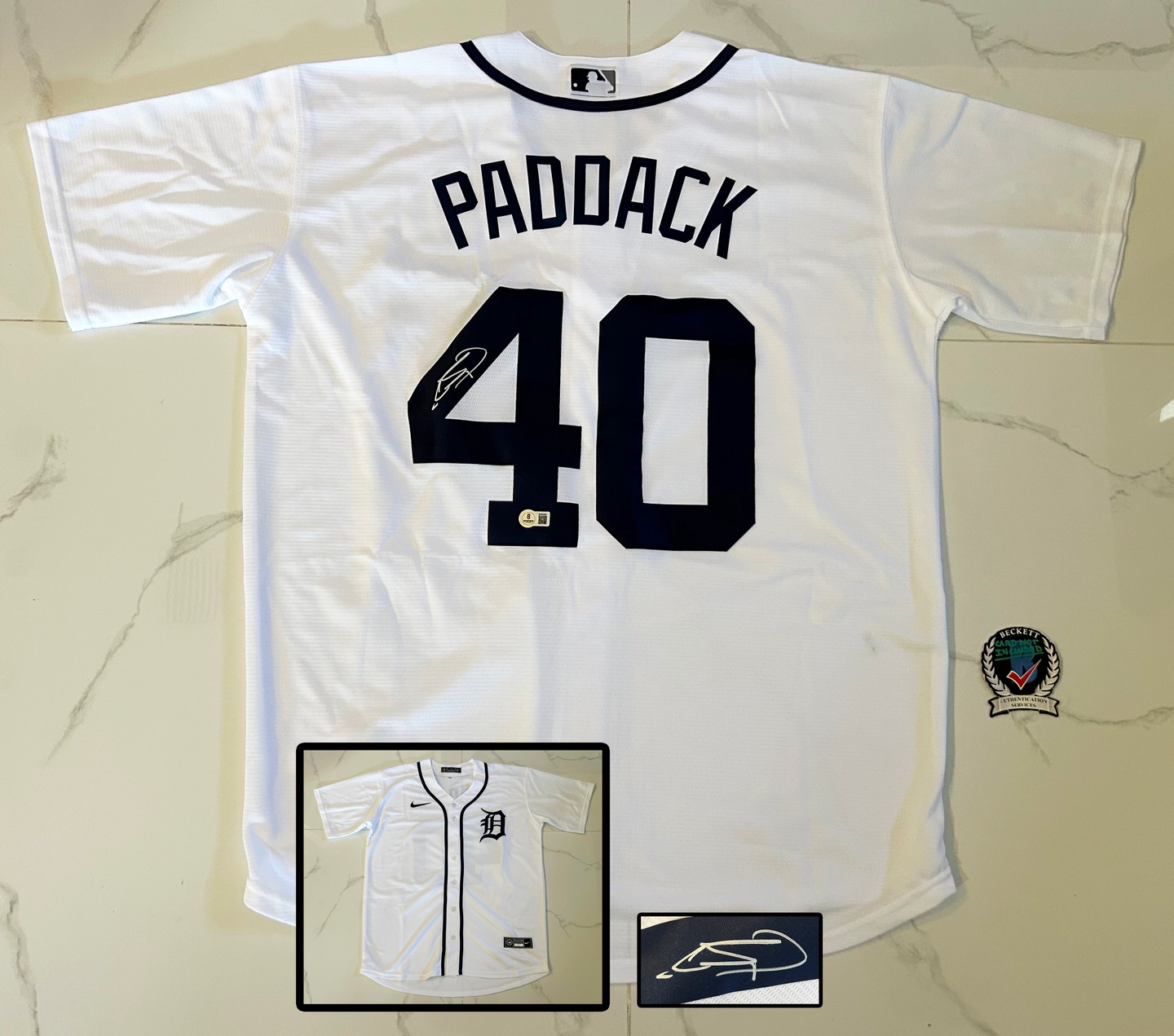 Chris Paddack Signed Jersey Detroit Tigers Beckett BAS