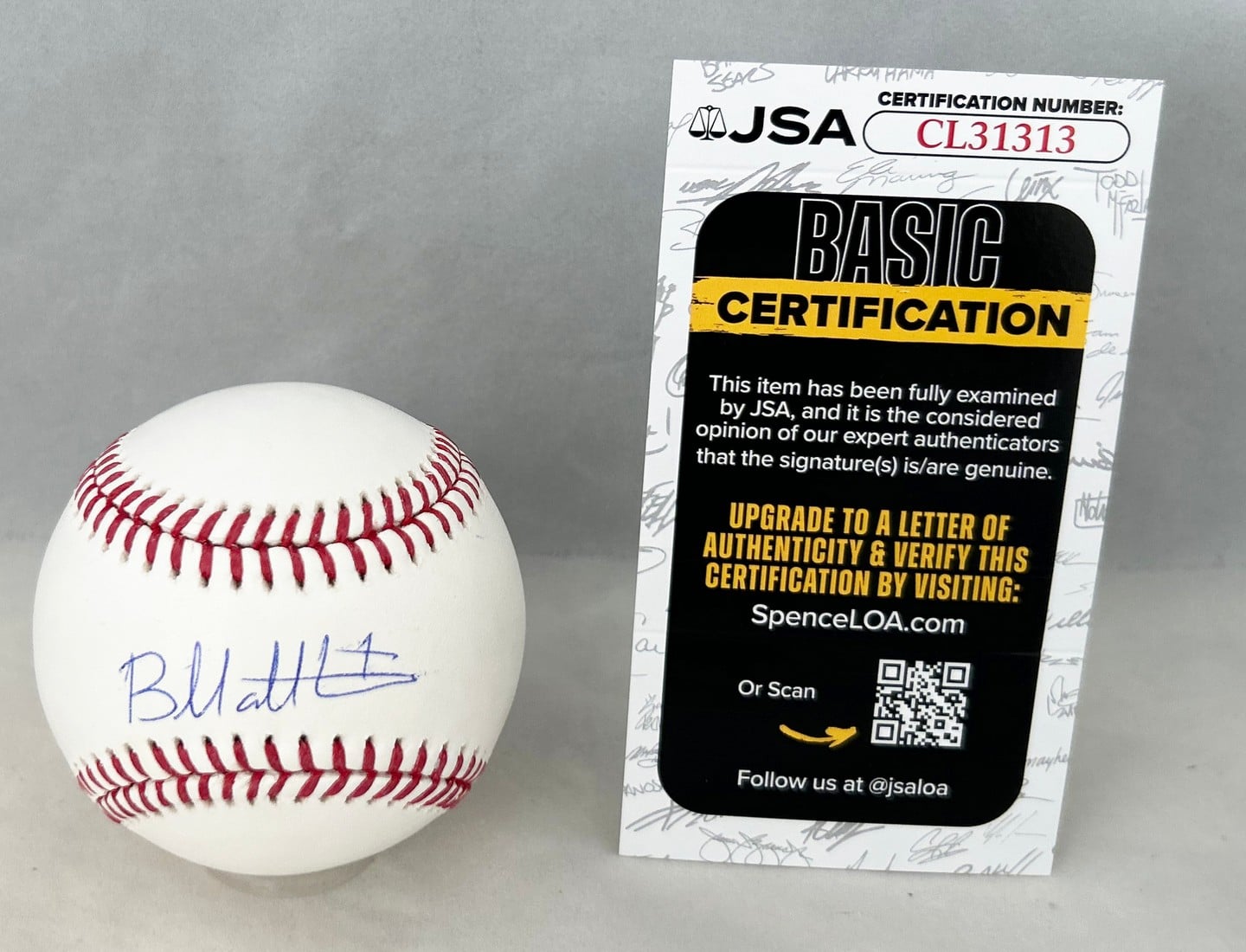 Brice Matthews Signed Authentic MLB Baseball Houston Astros JSA