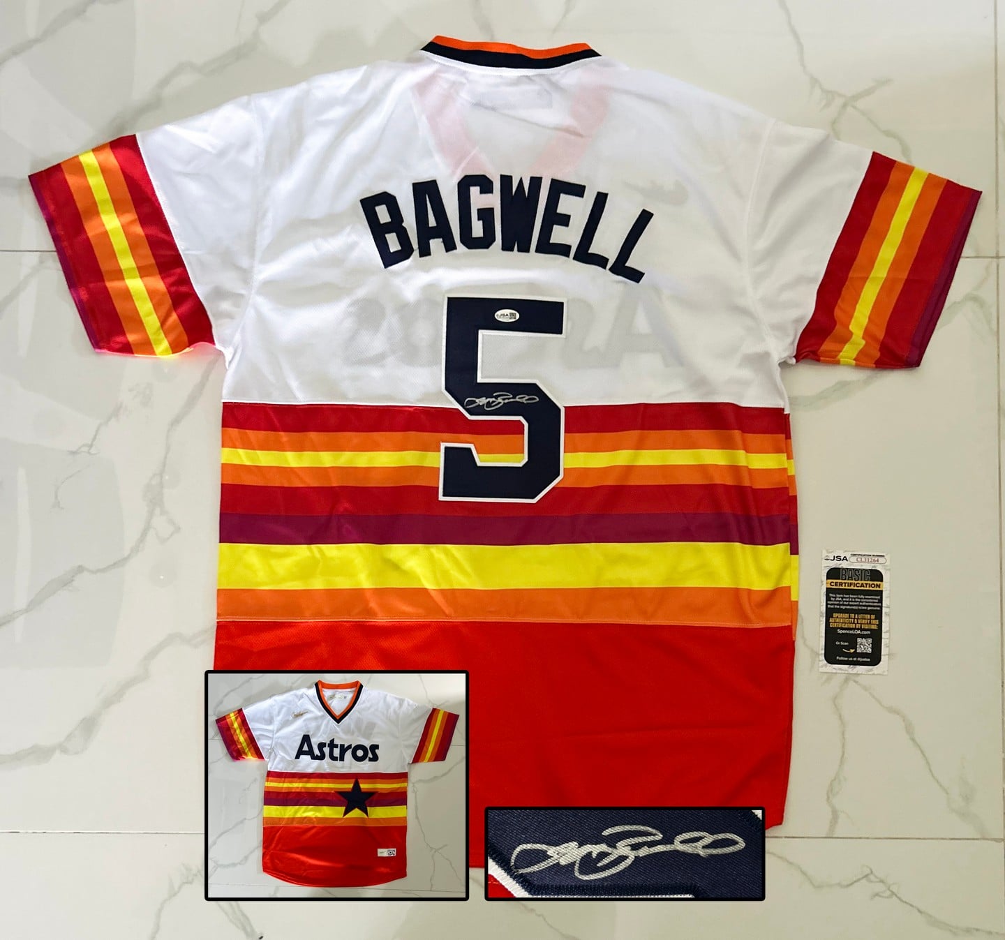 Jeff Bagwell Signed Jersey Houston Astros JSA 1