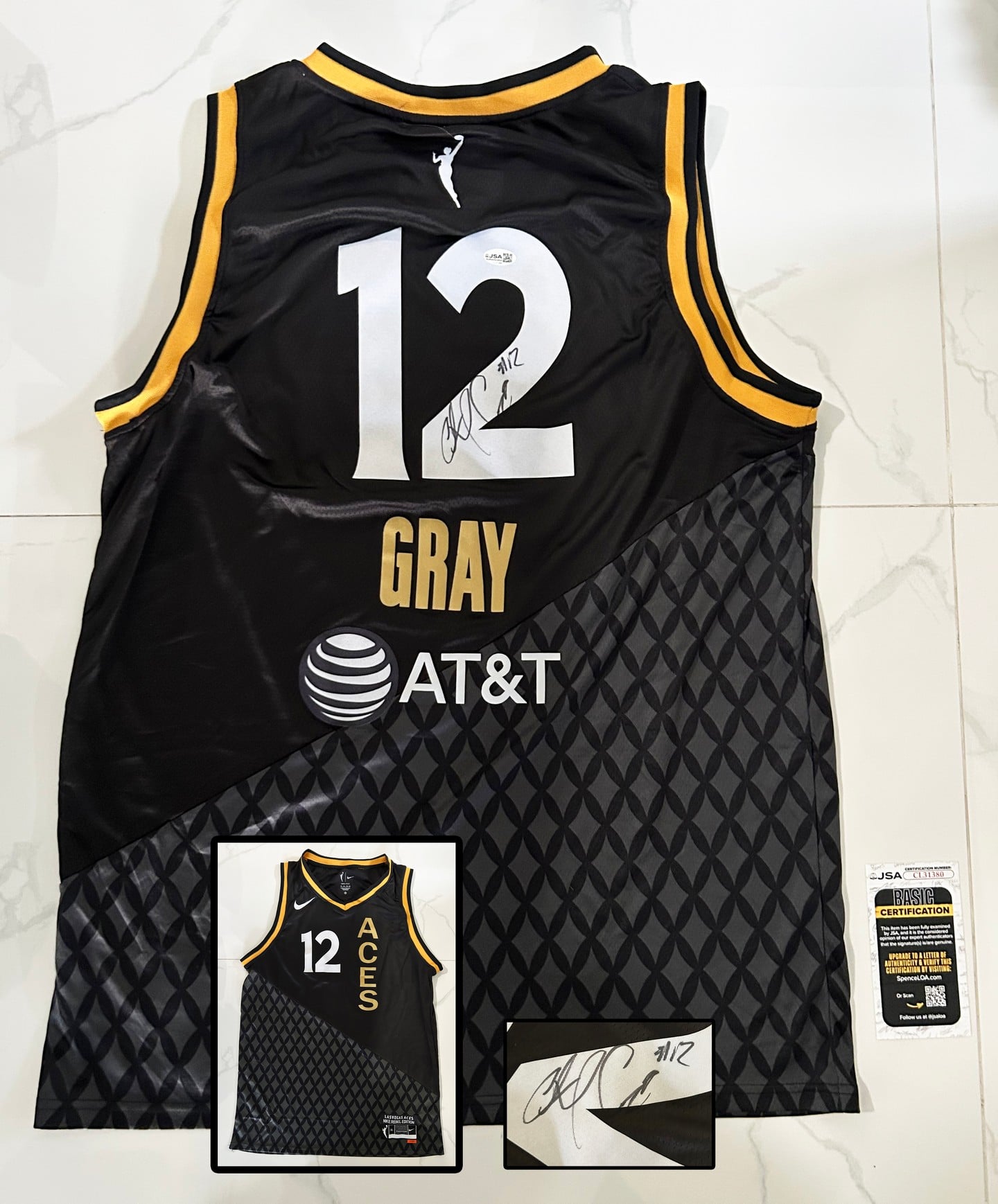 Chelsea Gray Signed Jersey Las Vegas Aces JSA