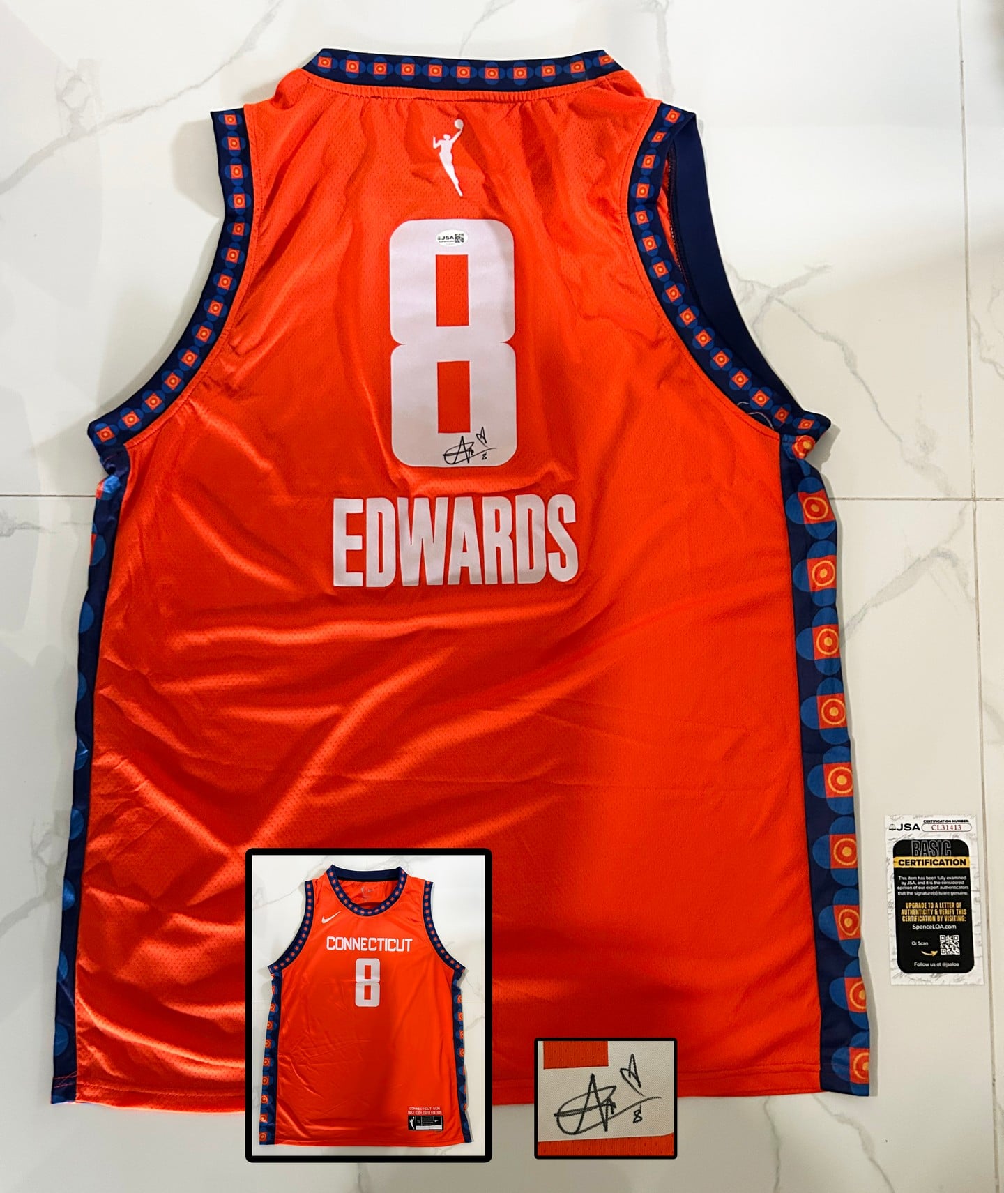 Aaliyah Edwards Signed Jersey Connecticut Sun JSA