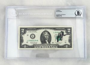 Ron Perlman Signed $2 Bill US Currency Beckett BAS