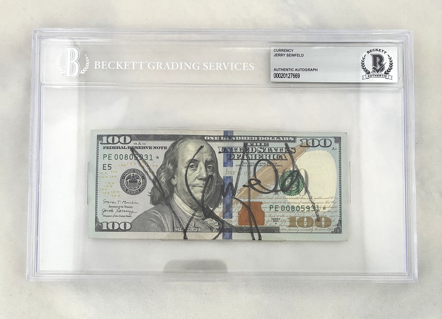 Jerry Seinfeld Signed $100 Bill US Currency Beckett BAS