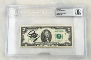 Stellan Skarsgard Signed $2 Bill US Currency Beckett BAS