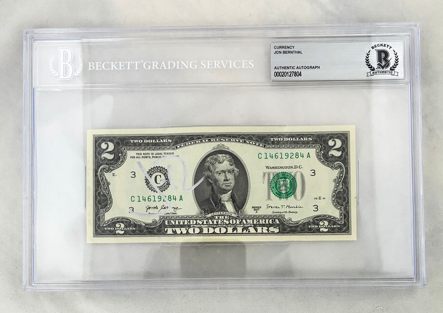 Jon Bernthal Signed $2 Bill US Currency Beckett BAS