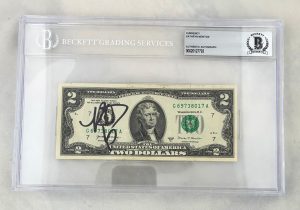 Kathryn Newton Signed $2 Bill US Currency Beckett BAS