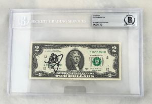 Kathryn Newton Signed $2 Bill US Currency Beckett BAS 1