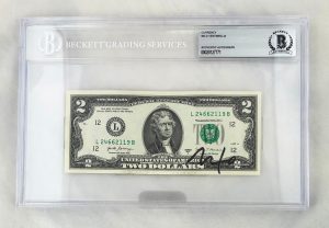 Milo Ventimiglia Signed $2 Bill US Currency Beckett BAS