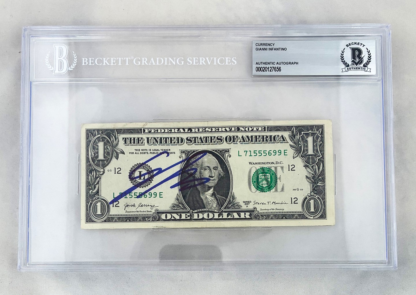 Gianni Infantino Signed $1 Bill US Currency FIFA Beckett BAS
