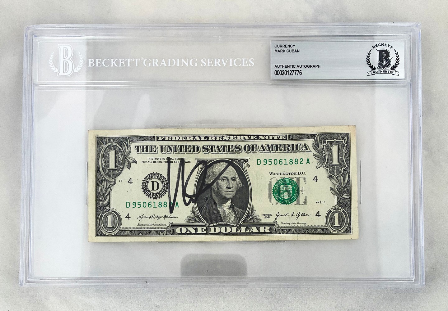 Mark Cuban Signed $1 Bill US Currency Shark Tank Billionaire Beckett BAS 1