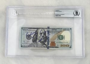 Wayne Gretzky Signed $100 Bill US Currency Edmonton Oilers Beckett BAS