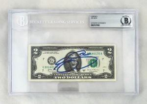 Joe Sakic Signed $2 Bill US Currency Colorado Avalanche Beckett BAS 1