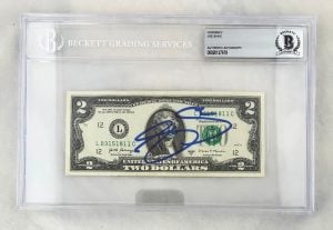 Joe Sakic Signed $2 Bill US Currency Colorado Avalanche Beckett BAS 3