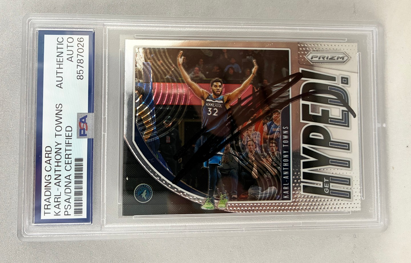 Karl-Anthony Towns Signed Card 2019 Panini Prizm #1 Minnesota Timberwolves PSA/DNA