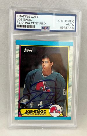 Joe Sakic Signed Rookie Card 1989 Topps #113 PSA/DNA 3