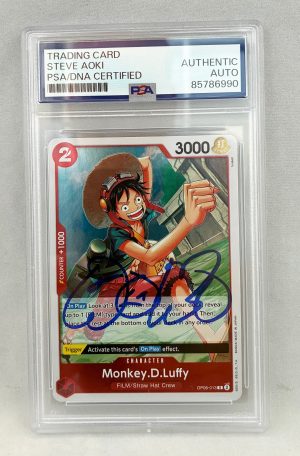 Steve Aoki Signed Card One Piece Monkey D Luffy Red PSA/DNA