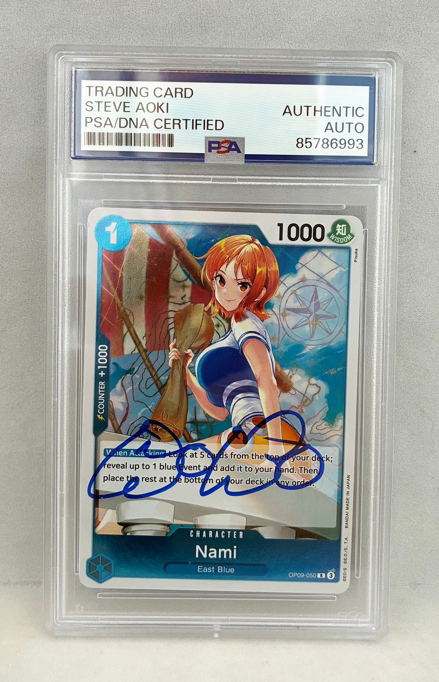 Steve Aoki Signed Card One Piece Nami PSA/DNA