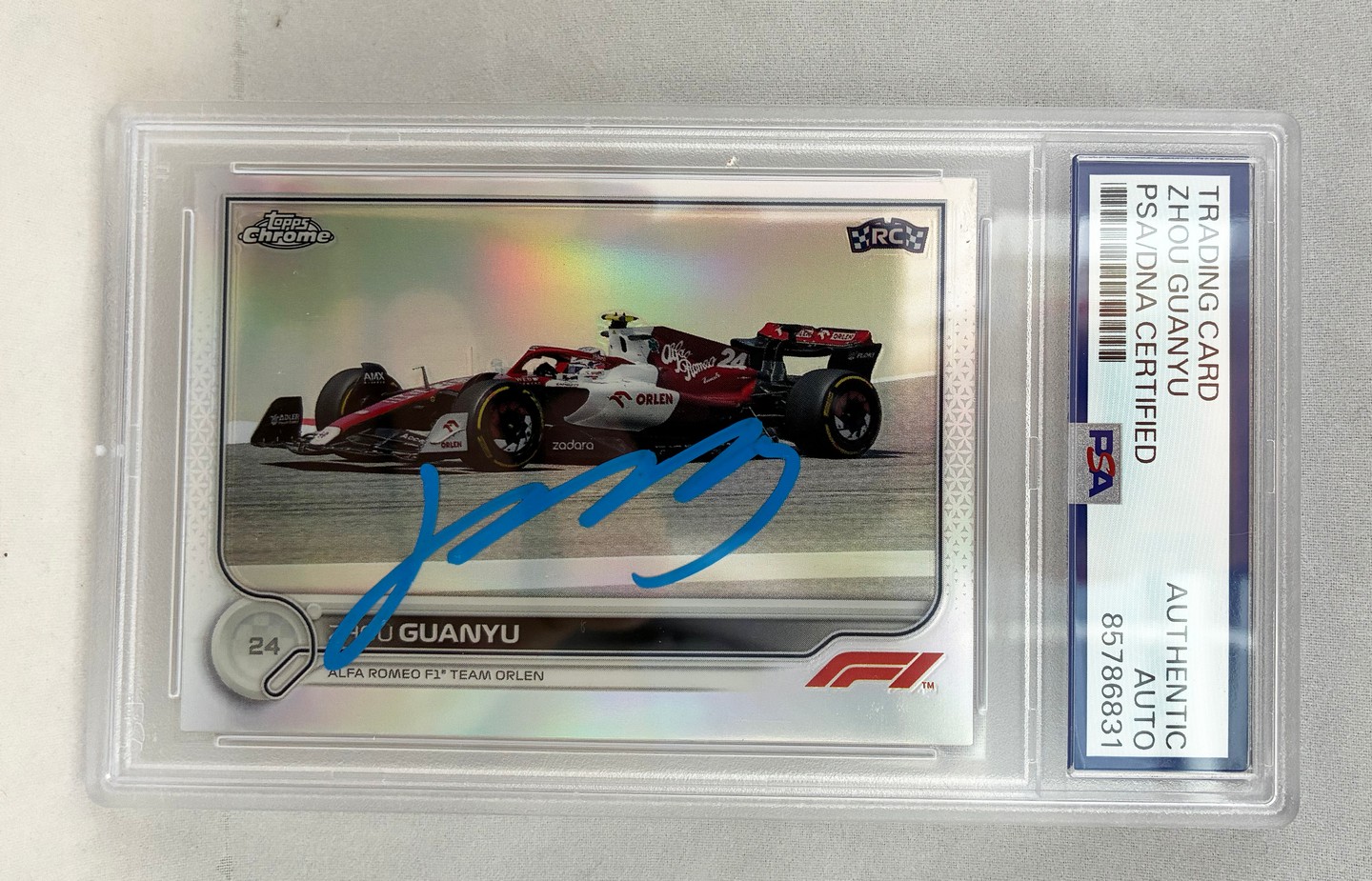 Zhou Guanyu Signed Rookie Card 2022 Topps Chrome #126 F1 PSA/DNA