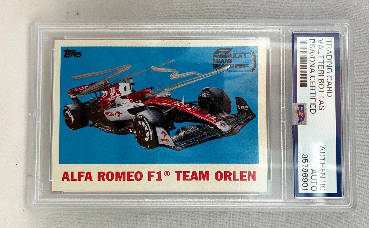 Valtteri Bottas Signed Card 2022 Topps Miami GP F1 PSA/DNA