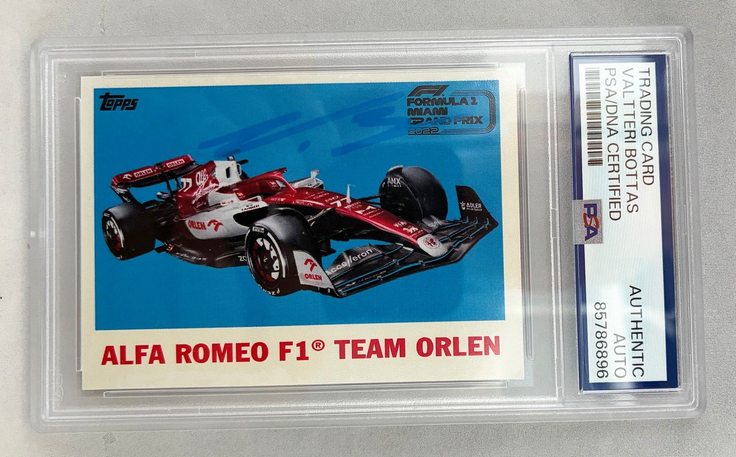 Valtteri Bottas Signed Card 2022 Topps Miami GP F1 PSA/DNA 1