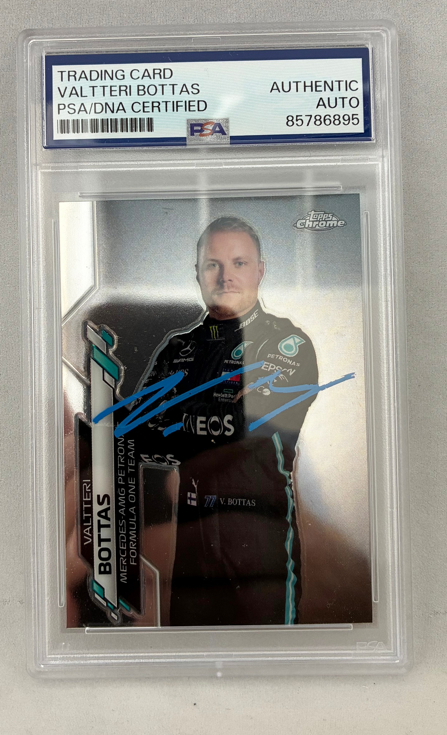 Valtteri Bottas Signed Rookie Card 2020 Topps Chrome F1 #2 PSA/DNA