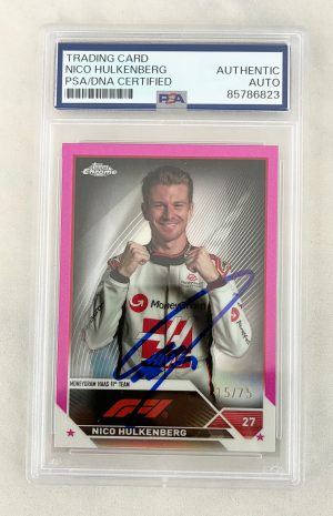 Nico Hulkenberg Signed Rookie Card 2020 Topps Chrome Pink Refractor F1 #46 PSA/DNA