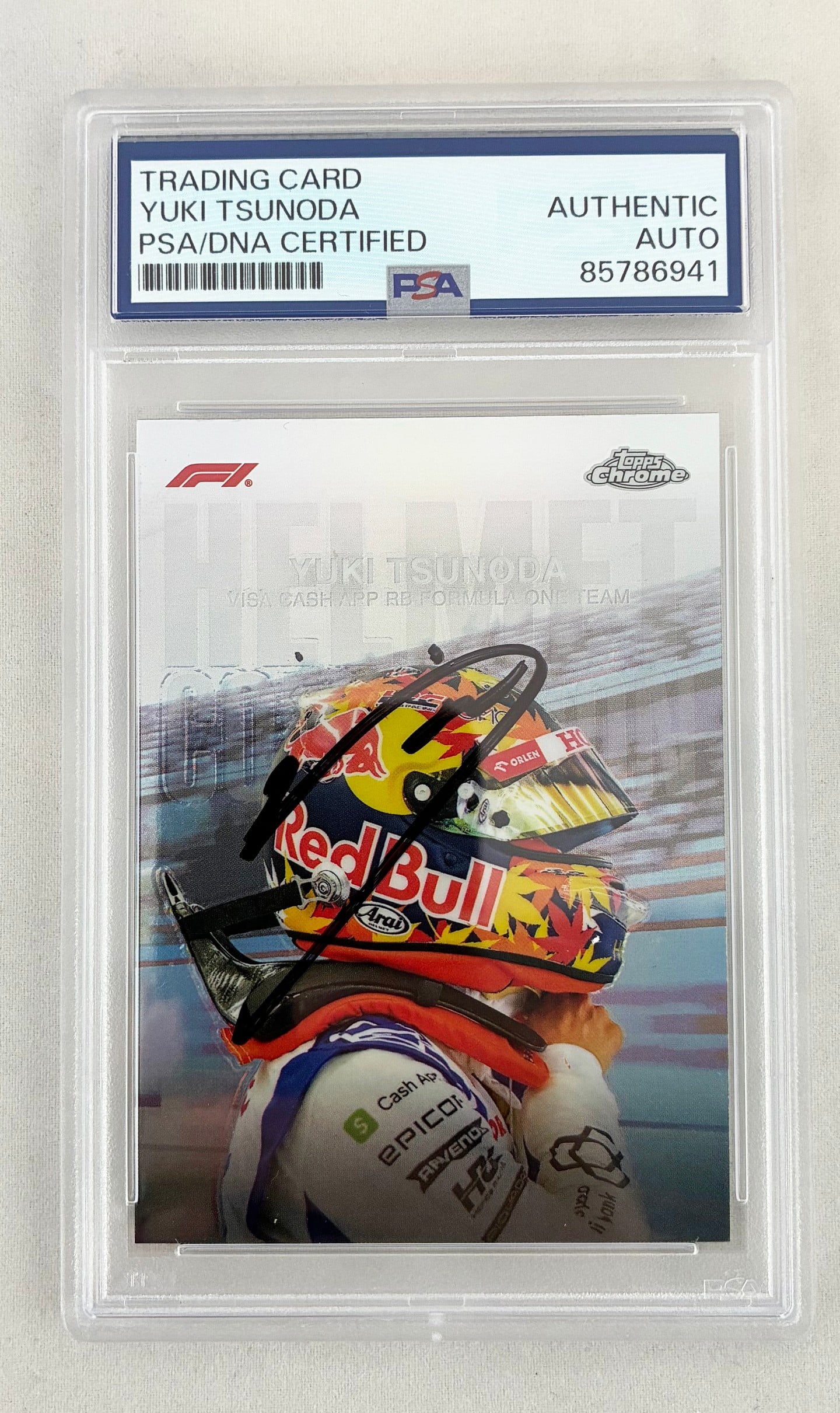Yuki Tsunoda Signed Card 2024 Topps Chrome #HC-13 F1 PSA/DNA