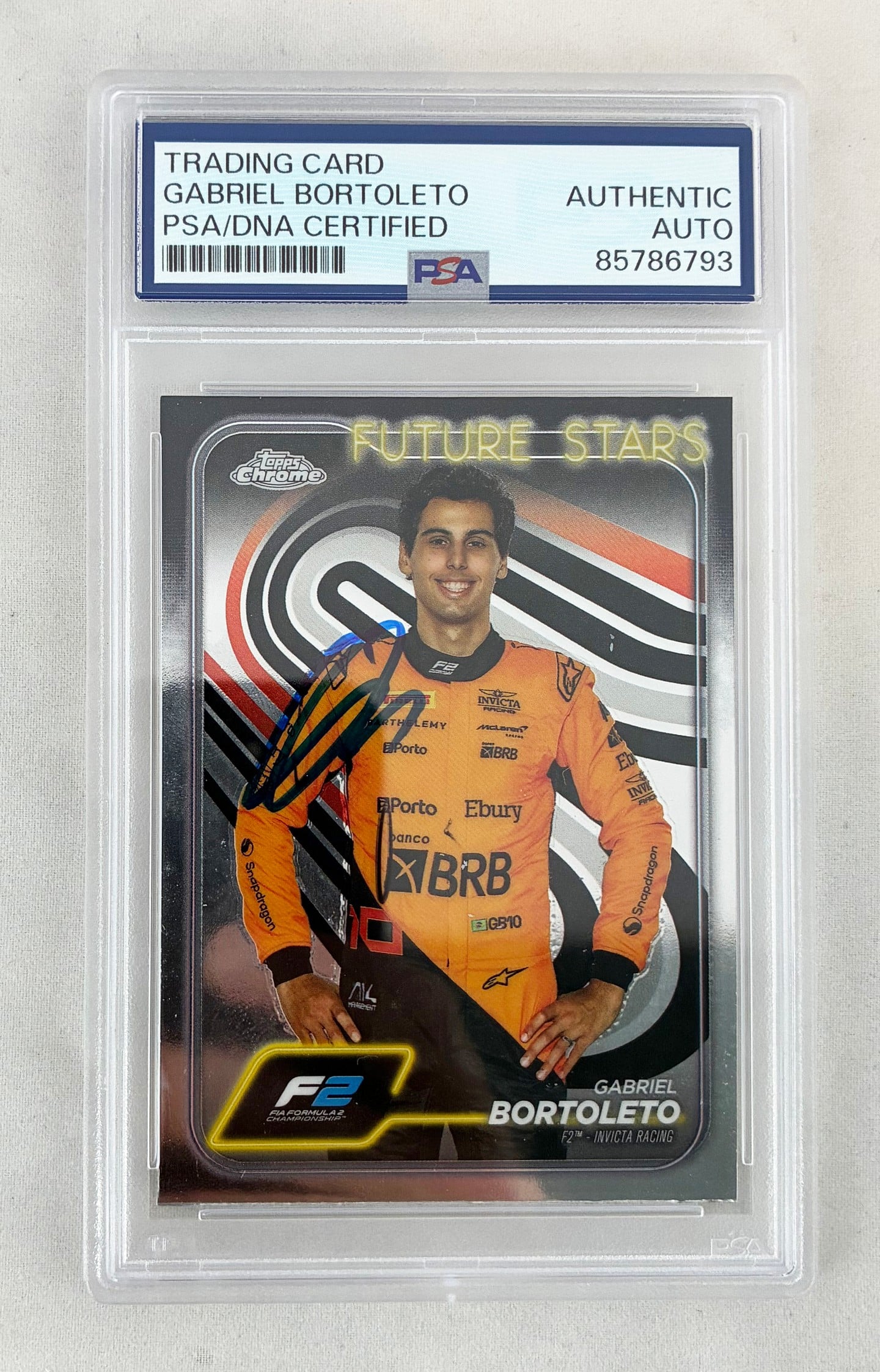 Gabriel Bortoleto Signed Rookie Card 2024 Topps Chrome #28 F2 PSA/DNA
