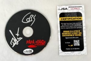 Papa Roach Jacoby Shaddix and Tobin Esperance Signed CD Love Hate Tragedy JSA