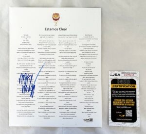 Miky Woodz Signed Lyric Sheet Estamos Clear JSA