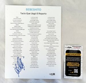 Bebeshito Signed Lyric Sheet Tacto Que Llego El Reparto JSA