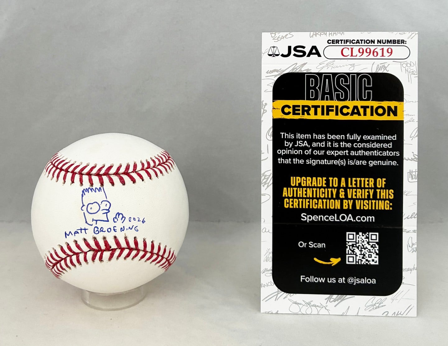 Matt Groening Signed Baseball Bart Simpson JSA