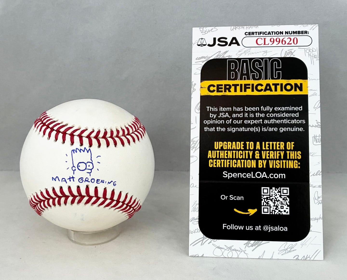 Matt Groening Signed Baseball Bart Simpson JSA 1