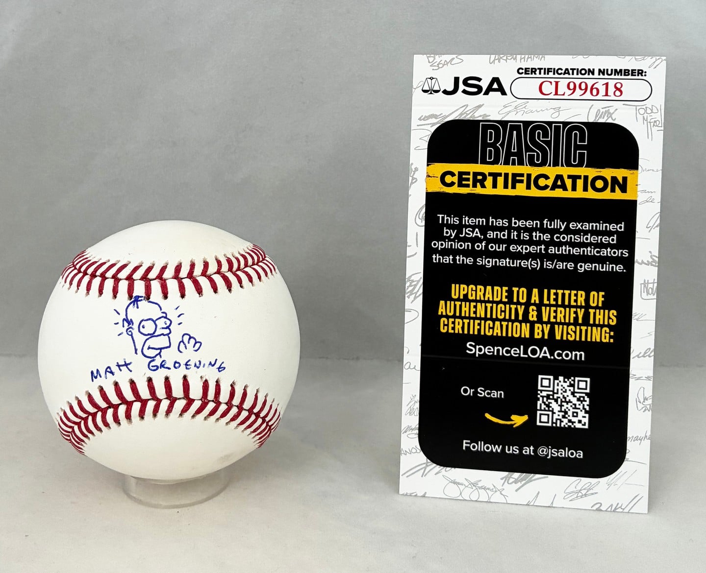 Matt Groening Signed Baseball Homer Simpson JSA