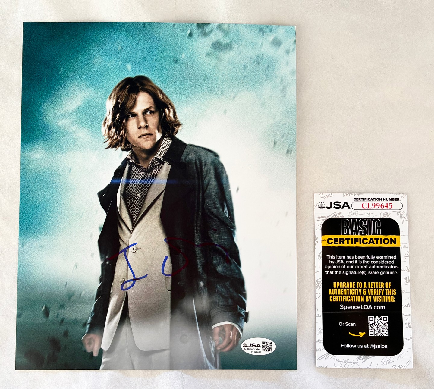 Jesse Eisenberg Signed 8x10 Photo JSA 2