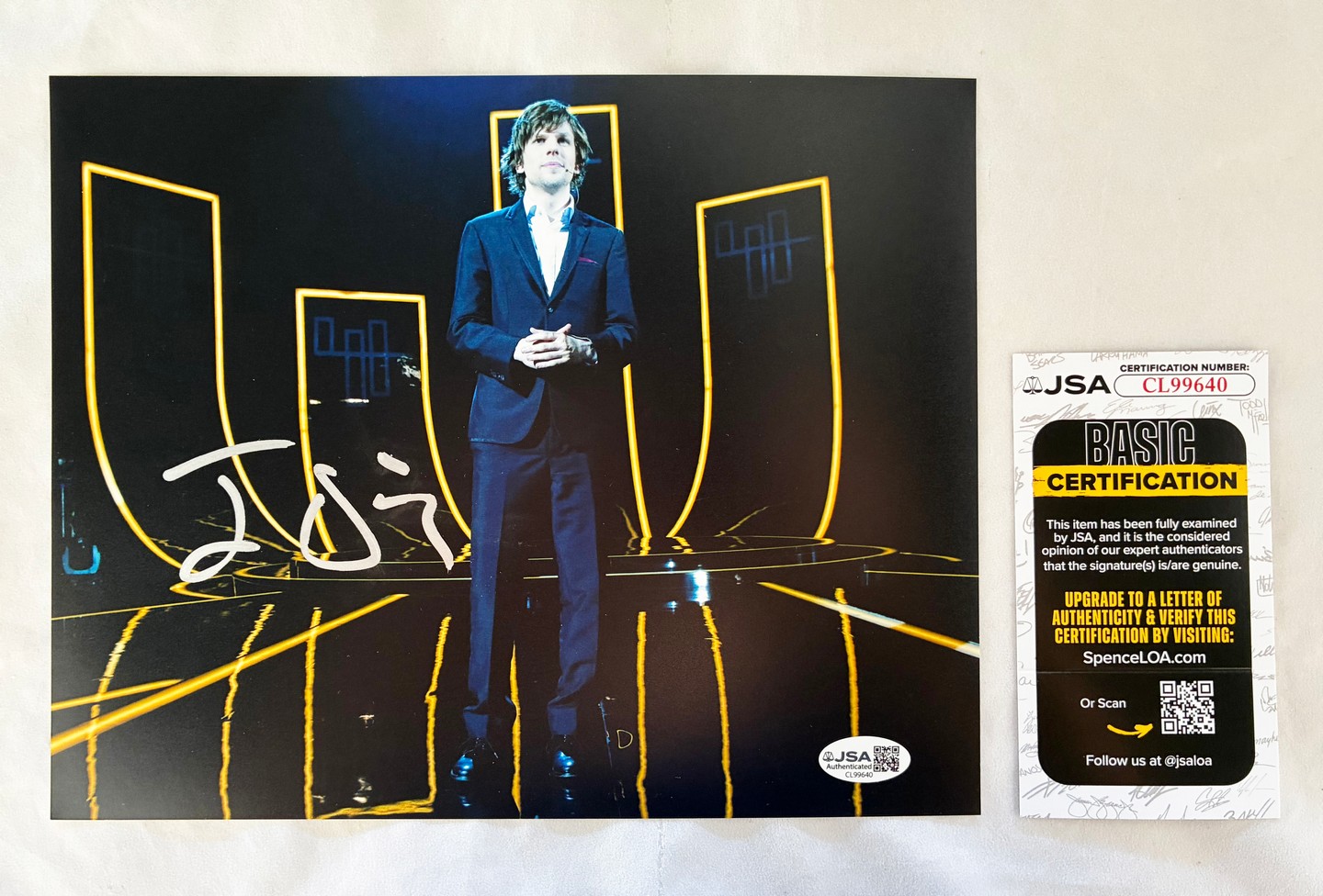 Jesse Eisenberg Signed 8x10 Photo JSA 7